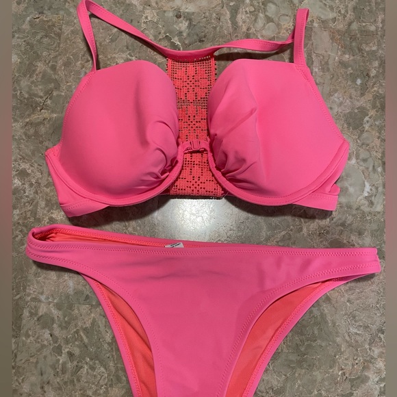 aerie Swim Womens Aerie Bikini 32ddd Top And Size Small Bottom